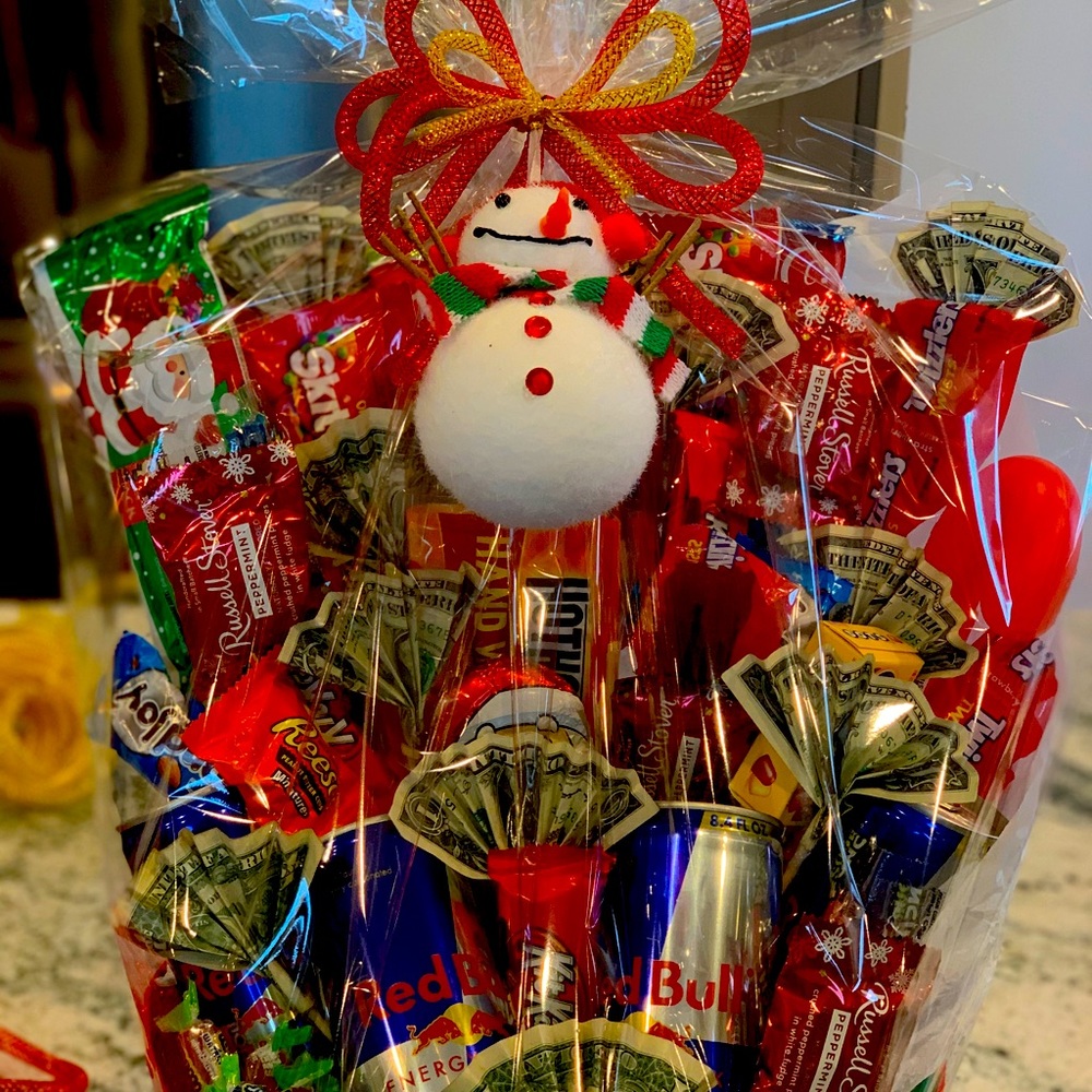 Christmas candy and treat gift basket